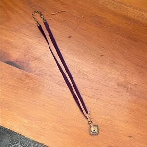 Upcycled Leather and Brass Pendant Necklace